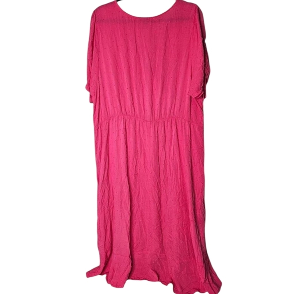 Torrid Swiss Dot Surplice Midi Dress Pink Womens Romantic - Picture 6 of 7